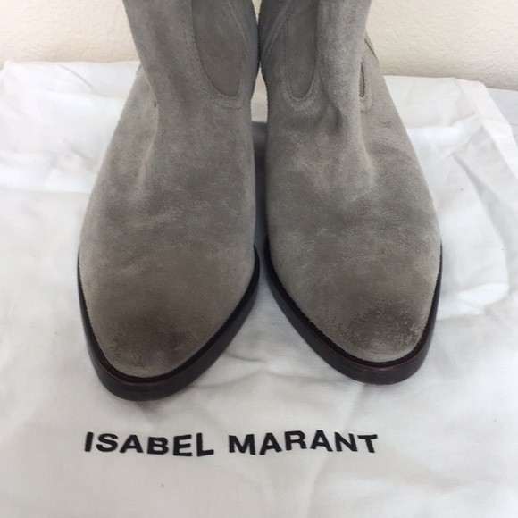 NEW Isabel Marant Brown Gray Suede Cowboy Boots 40 - Picture 2 of 4